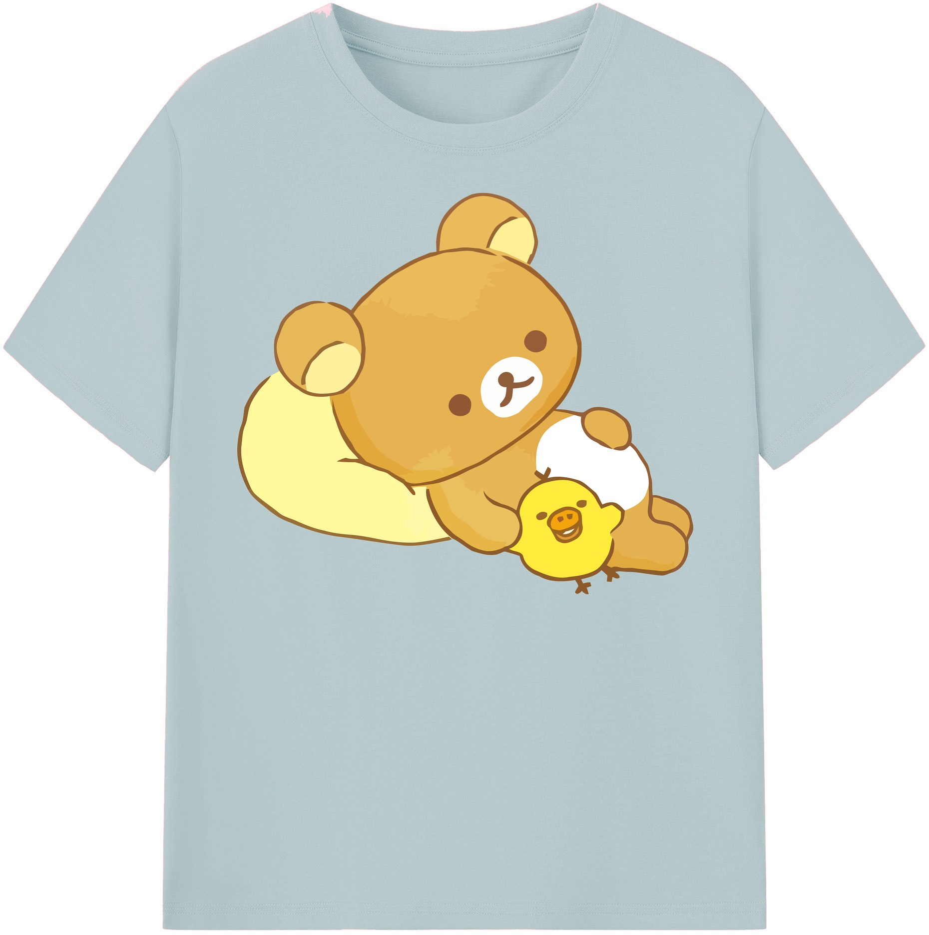 （画像用） リラックマ リラックマ キイロイトリ Rilakkuma Korilakkuma Kiiroitori 綿100％半袖Tシャツ（フロントプリント）
